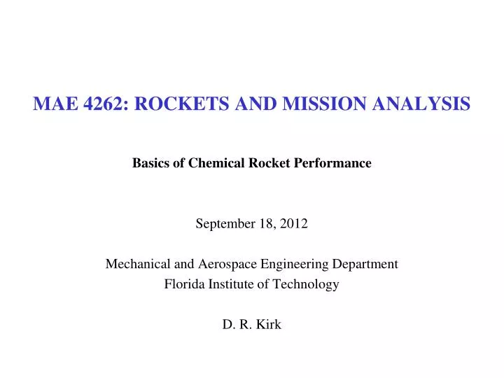 mae 4262 rockets and mission analysis