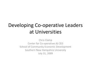 Developing Co-operative Leaders at Universities