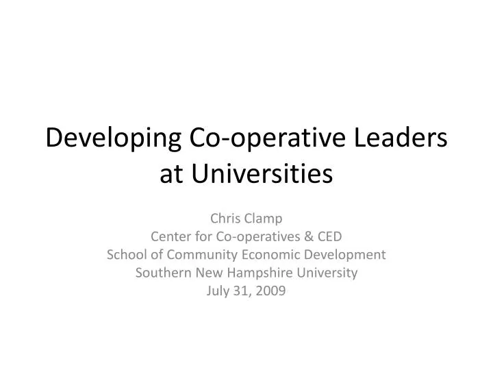 developing co operative leaders at universities