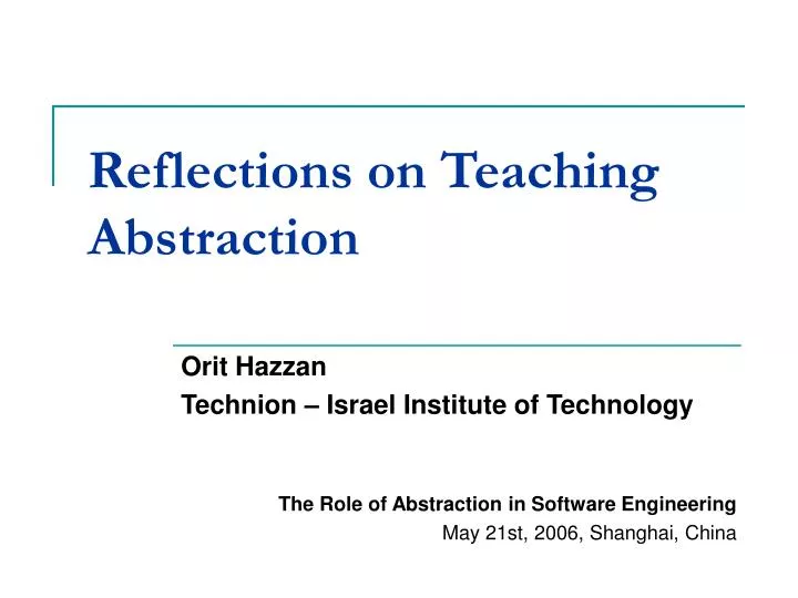 reflections on teaching abstraction