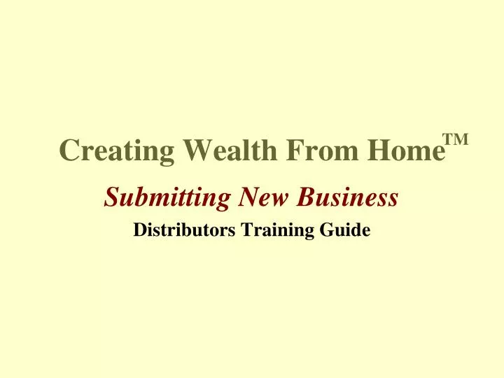 creating wealth from home