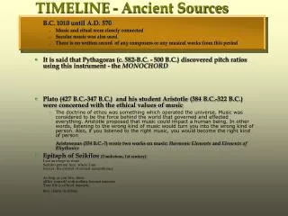 TIMELINE - Ancient Sources