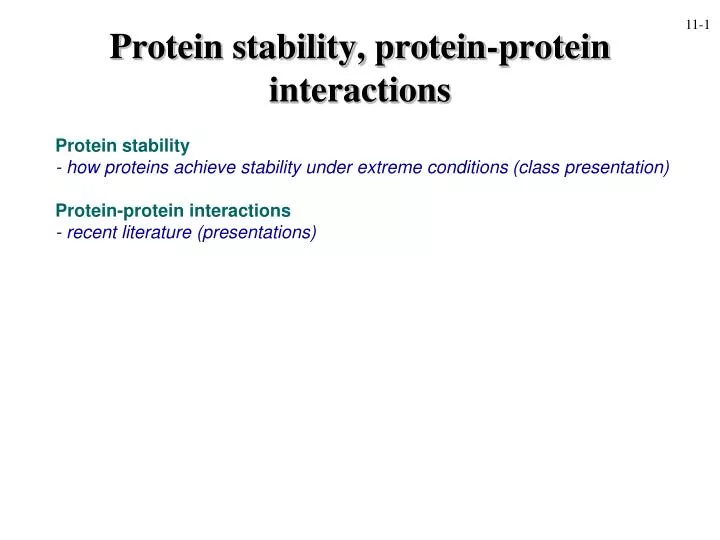 protein stability protein protein interactions