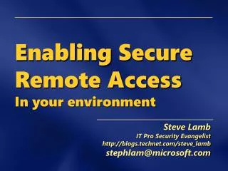 Enabling Secure Remote Access In your environment