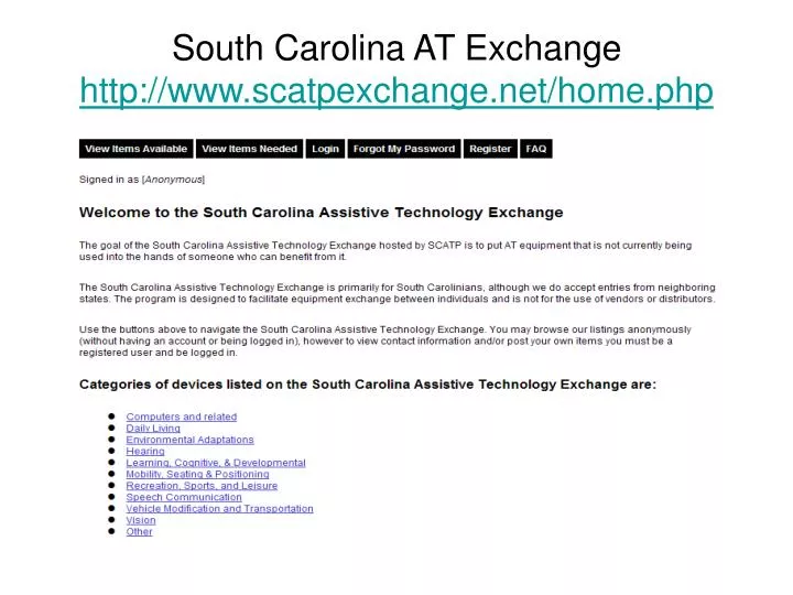 south carolina at exchange http www scatpexchange net home php
