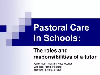 Pastoral Care in Schools: