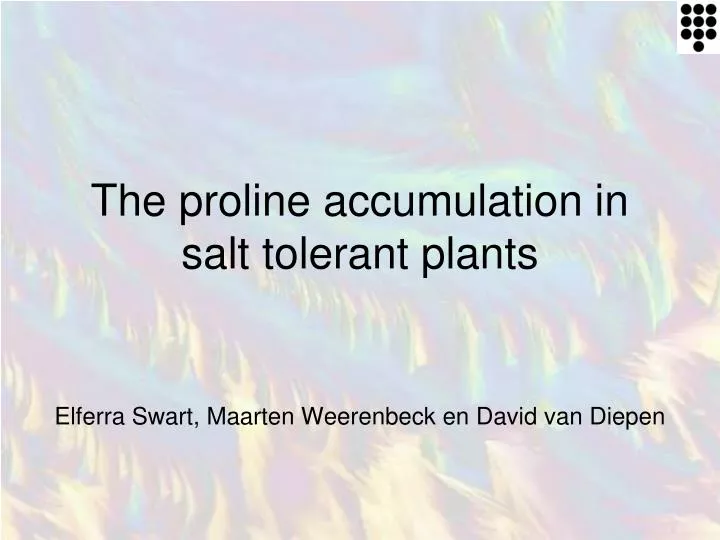 the proline accumulation in salt tolerant plants