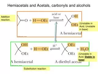 Hemiacetals and Acetals, carbonyls and alcohols