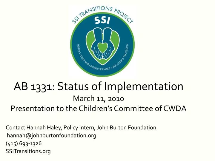 ab 1331 status of implementation march 11 2010 presentation to the children s committee of cwda