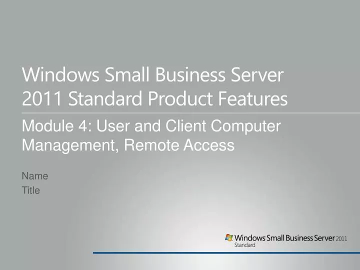 windows small business server 2011 standard product features