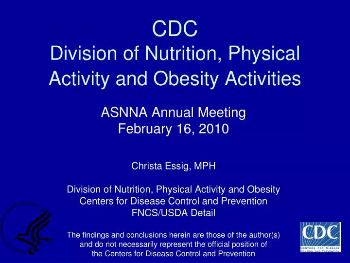 cdc division of nutrition physical activity and obesity activities