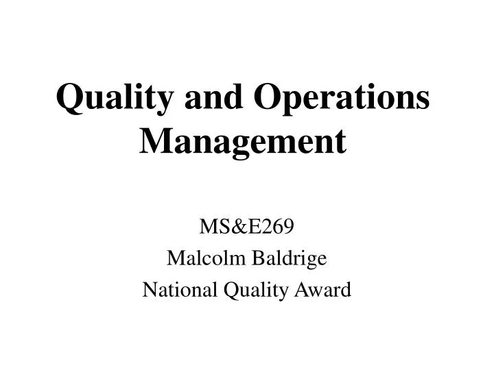 quality and operations management