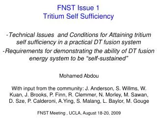 FNST Issue 1 Tritium Self Sufficiency