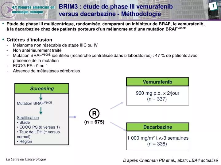 brim3 tude de phase iii vemurafenib versus dacarbazine m thodologie