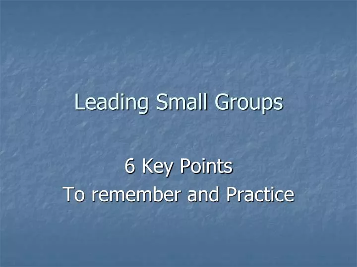 leading small groups