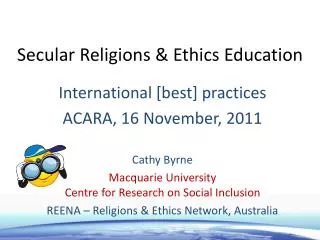 Secular Religions &amp; Ethics Education
