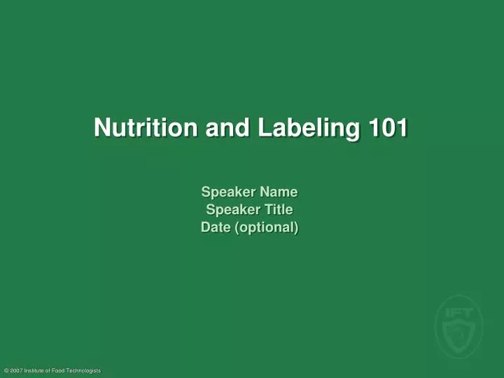 nutrition and labeling 101