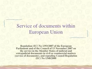 Service of documents within European Union