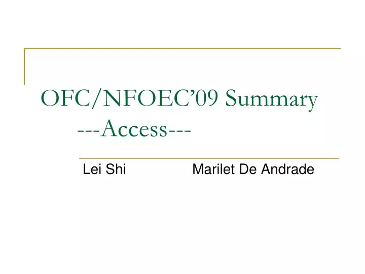 ofc nfoec 09 summary access