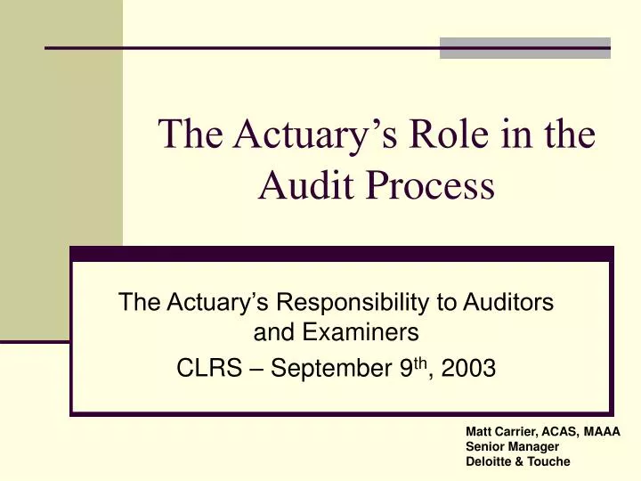 the actuary s role in the audit process