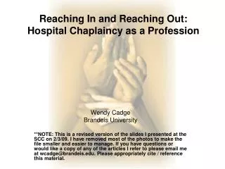 Reaching In and Reaching Out: Hospital Chaplaincy as a Profession