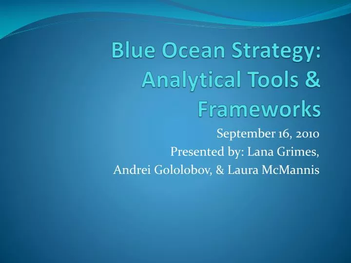 blue ocean strategy analytical tools frameworks