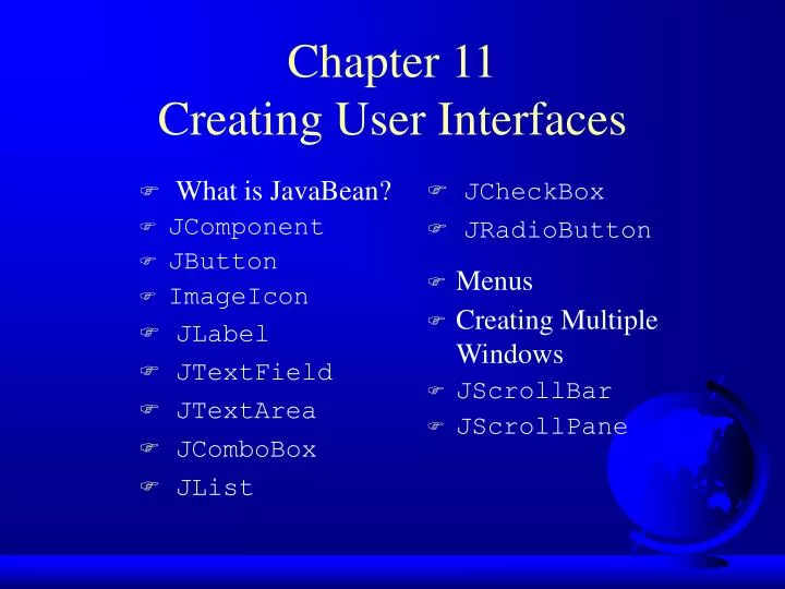 chapter 11 creating user interfaces