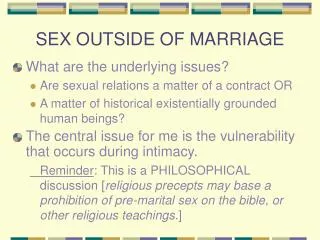 SEX OUTSIDE OF MARRIAGE