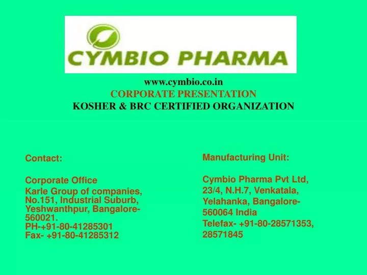 www cymbio co in corporate presentation kosher brc certified organization