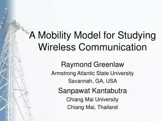 A Mobility Model for Studying Wireless Communication