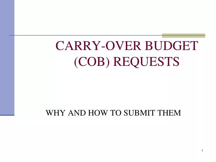 carry over budget cob requests
