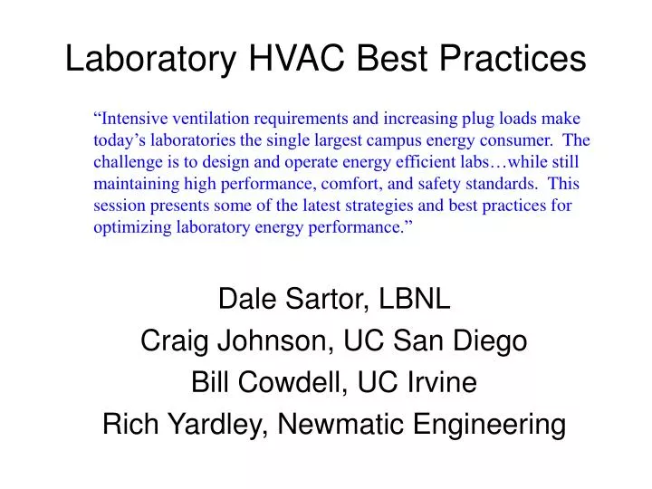 laboratory hvac best practices