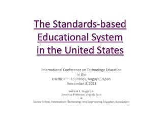 The Standards-based Educational System in the United States