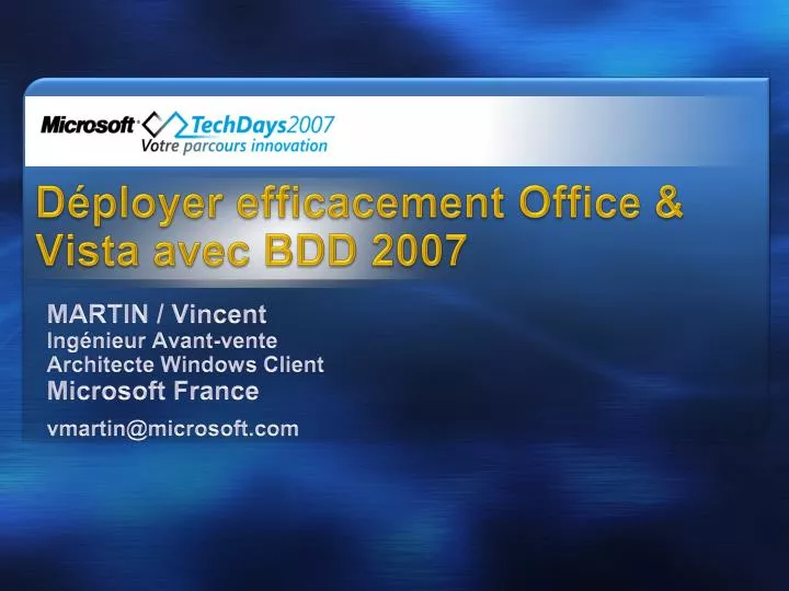 d ployer efficacement office vista avec bdd 2007