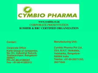 Cymbio Pharma Pvt Ltd corporate presentation