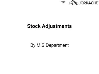 Stock Adjustments