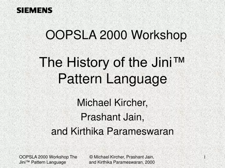 the history of the jini pattern language