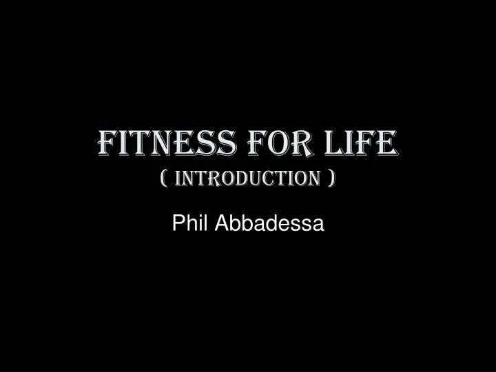 fitness for life introduction
