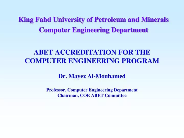 king fahd university of petroleum and minerals computer engineering department