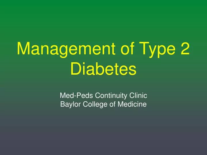management of type 2 diabetes