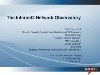 The Internet2 Network Observatory