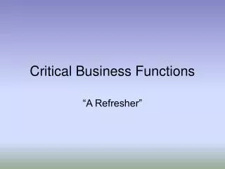 Critical Business Functions