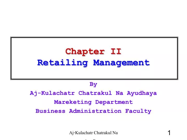 chapter ii retailing management