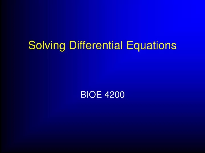 solving differential equations