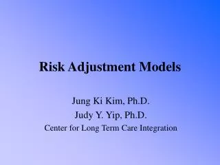 Risk Adjustment Models