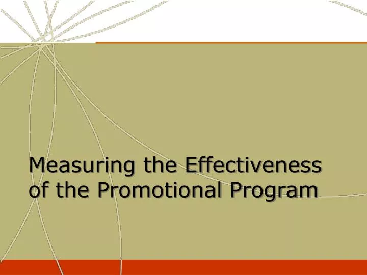 measuring the effectiveness of the promotional program