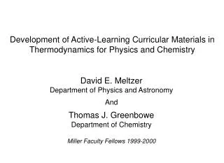 Development of Active-Learning Curricular Materials in Thermodynamics for Physics and Chemistry