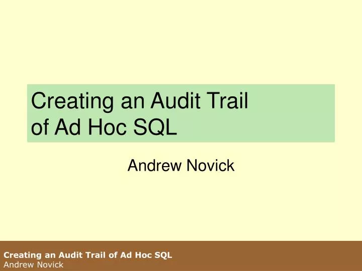 creating an audit trail of ad hoc sql