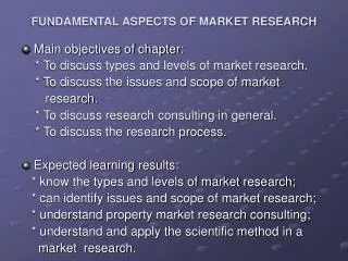 FUNDAMENTAL ASPECTS OF MARKET RESEARCH