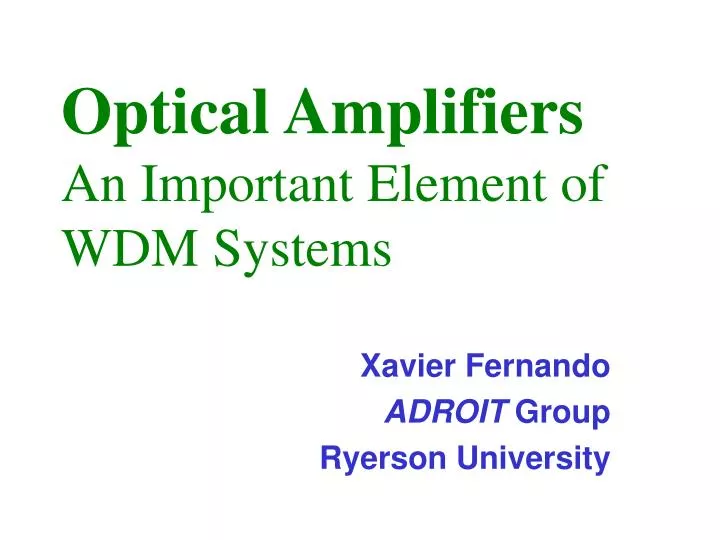 optical amplifiers an important element of wdm systems